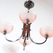1940s wood and aluminum chandelier
