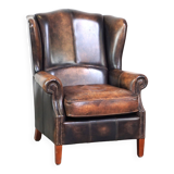 Fauteuil à oreilles en cuir de vache de style anglais avec des couleurs uniques et un excellent confort