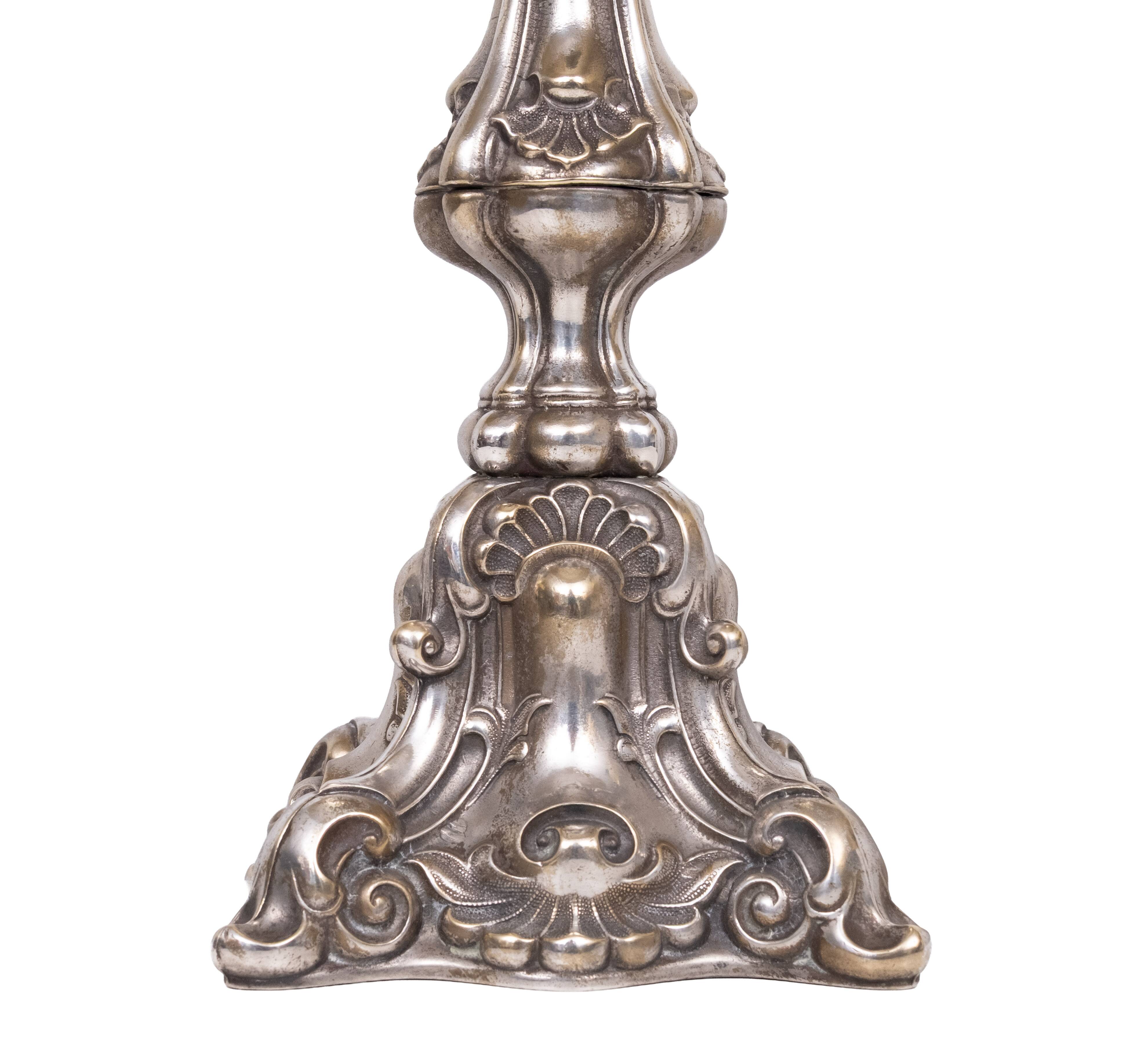 Stunning set of Rococo Silver Plated table lamps 1920s