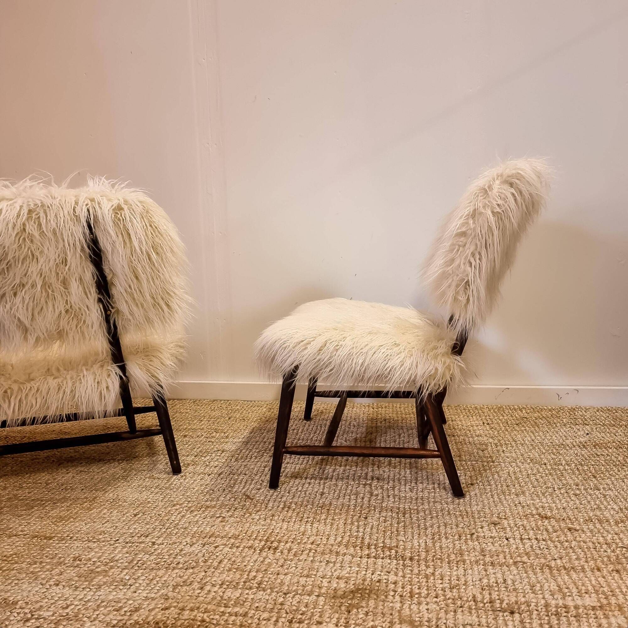 Pair of modern classic Swedish chairs "Teve", Pierre Frey fabric, Alf Svensson