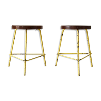 Pair of Pierre Jeanneret's low stools
