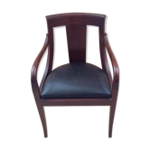 Fauteuil de bureau en bois et cuir
