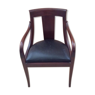 Office chair in wood and leather