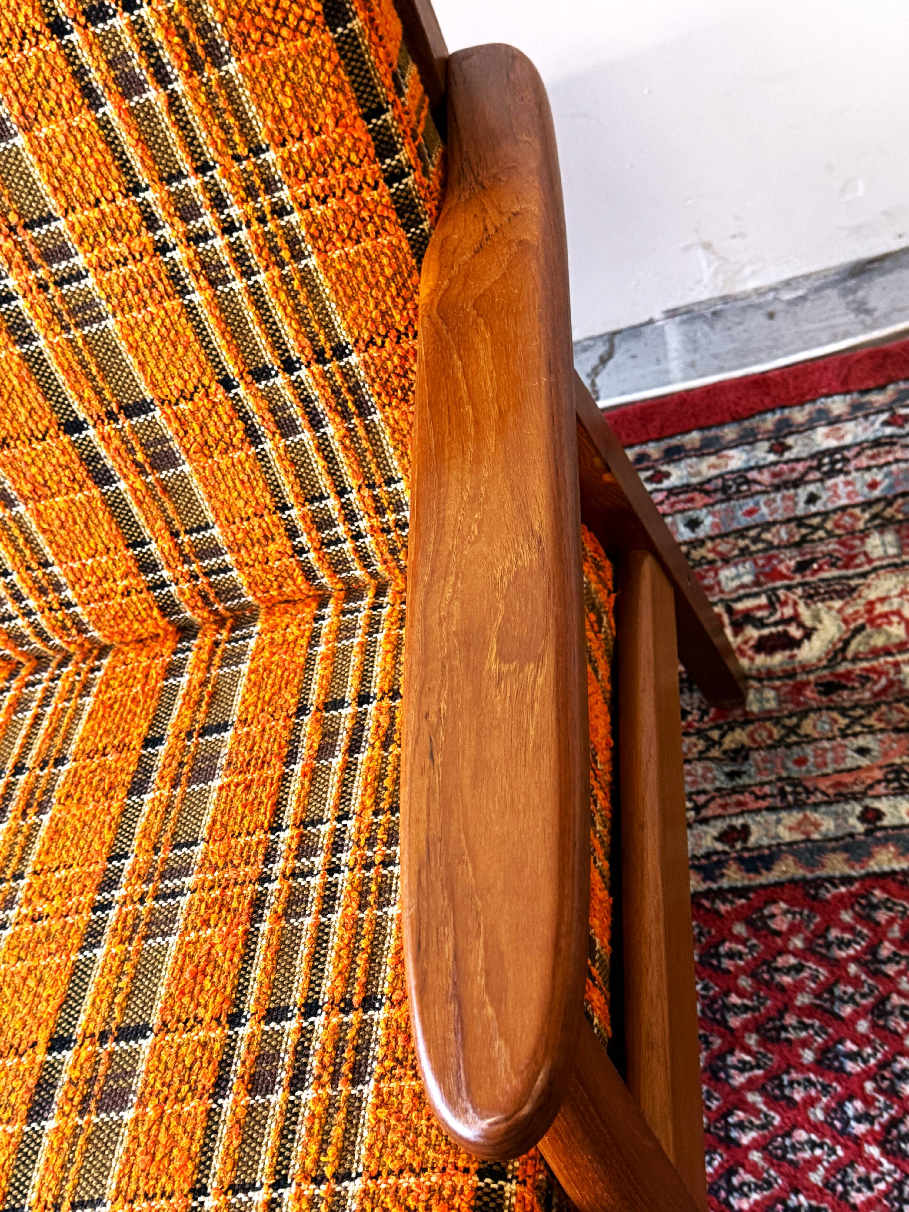 Teak and wool sofa, Denmark 60s/70s, vintage, mid-c modern