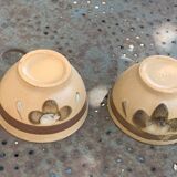 2 vintage Sarreguemines stoneware flower pattern bowls, France