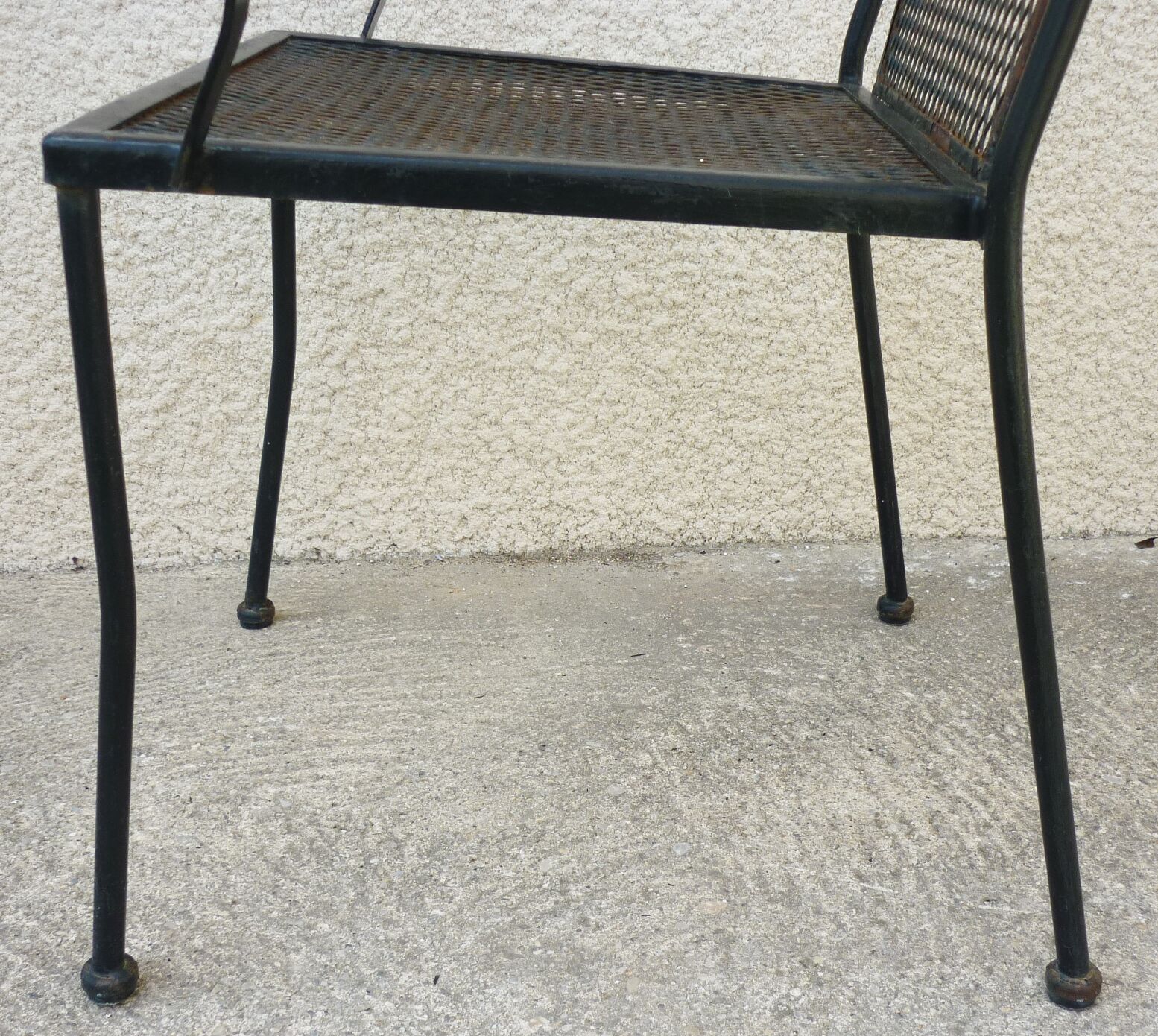 Series of 5 armchairs, openwork metal garden chairs, 60s/70s, stackable