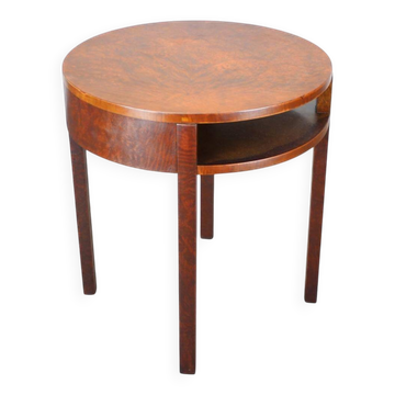 Table art déco en placage acajou, Tchécoslovaquie, années 1930, restaurée