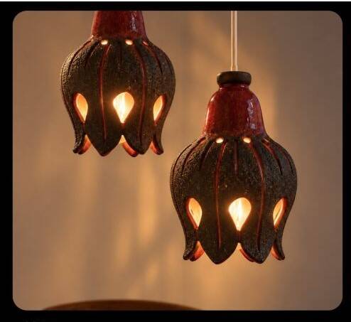 Berth Norrman, Pair of ceramic pendant lamps, Sweden, c. 1970