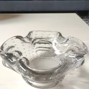 Transparent Murano Bullicante Ashtray/Small Bowl. Diameter 21 cm.