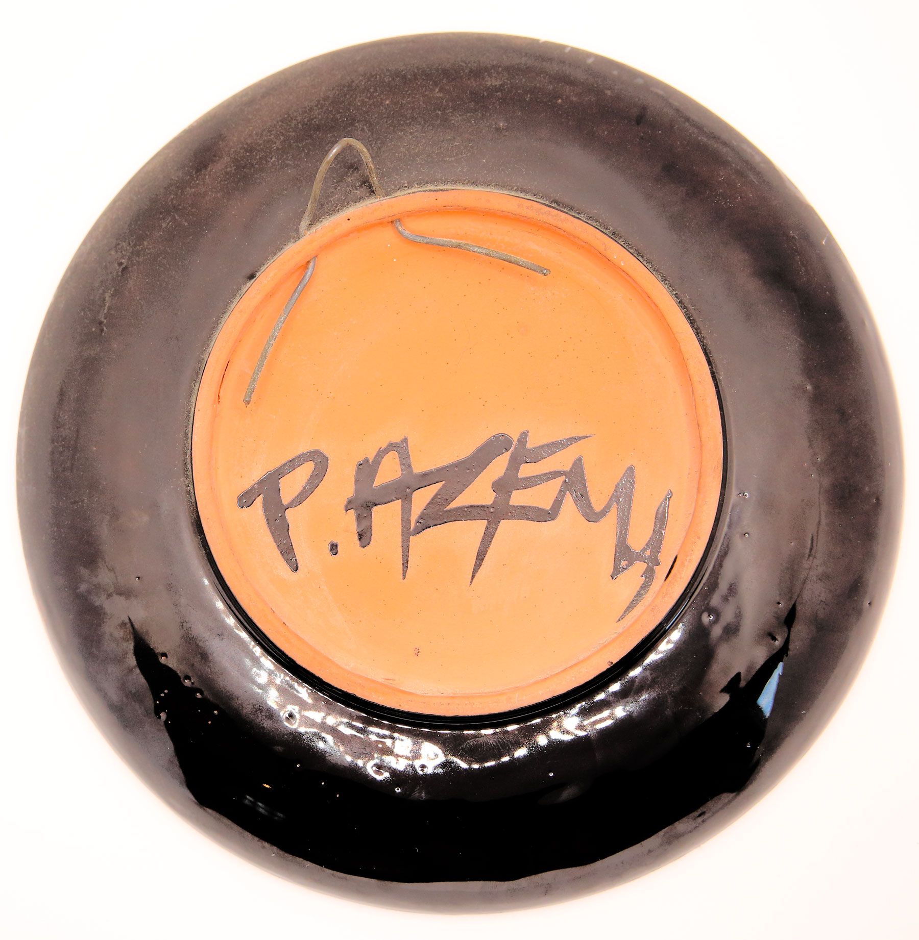Plate in red enamelled earth at the Occitan Cross by Paul Azema, Vallauris