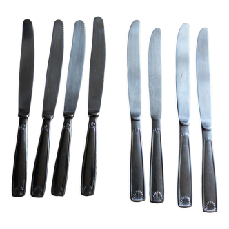 Set of 8 three-lobed stainless steel shell knives