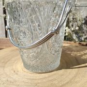Seau à glace ou glaçons vintage en verre ciselé