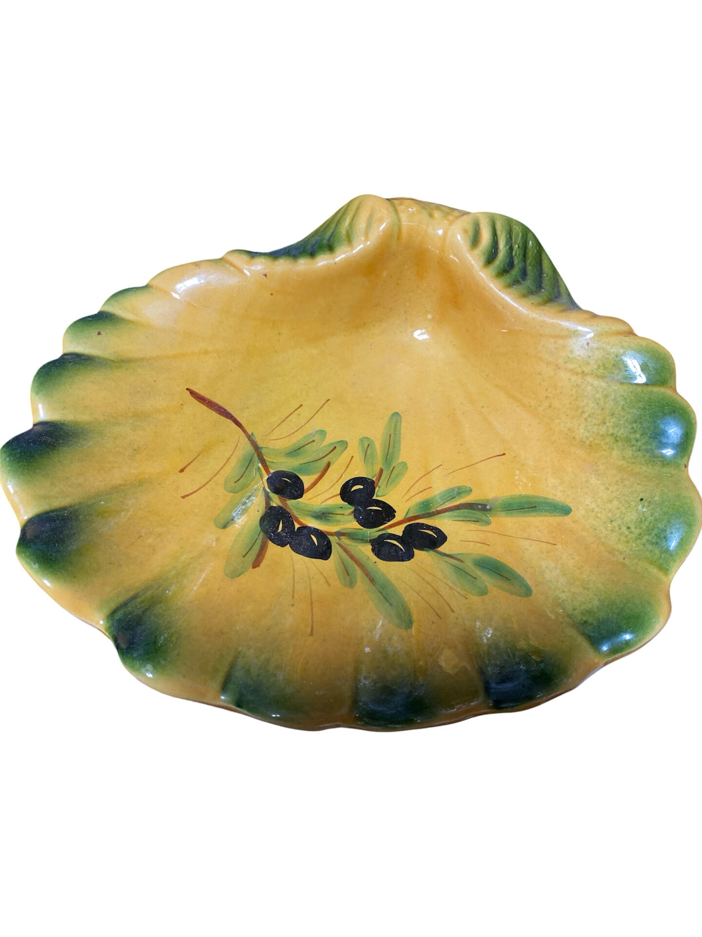 Vintage Vallauris Ceramic Shell Plate – Olive Decor – Year