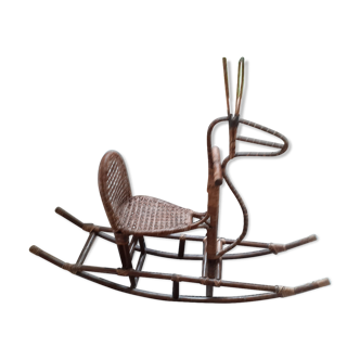 Rocking horse of the years 30 in rattan.