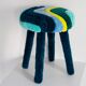 Mid-century wool stool with manual tufting, Europe, 1960s