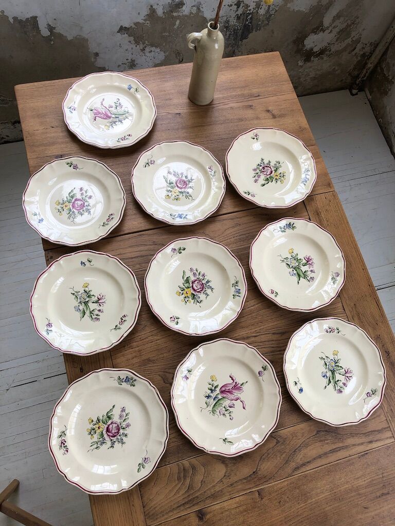 10 flower plates Sarreguemines Lyon