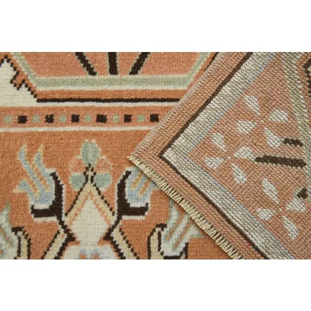 Vintage Turkish Hand-Knotted Wool Cotton Orange Runner Rug 77x276
