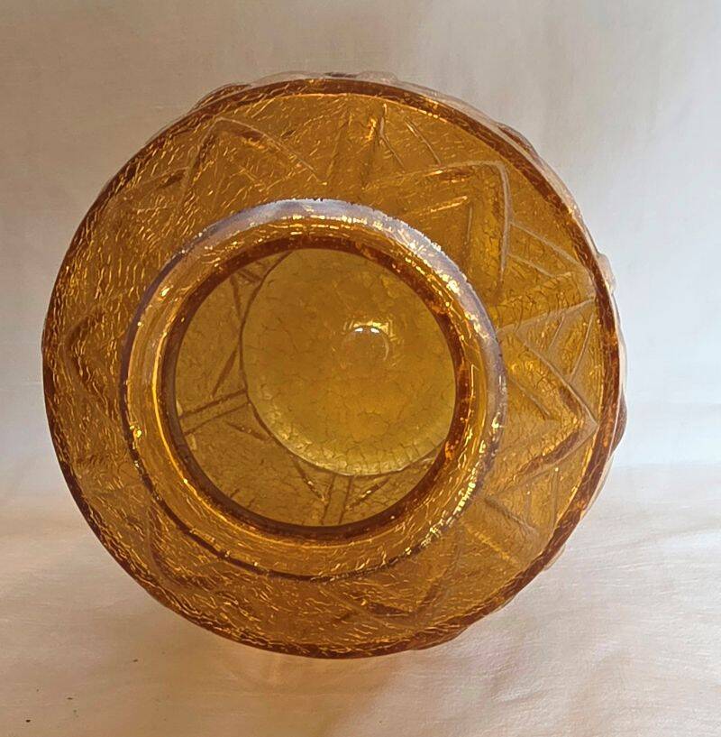 Art Deco Vase in Cracked Amber Crystal
