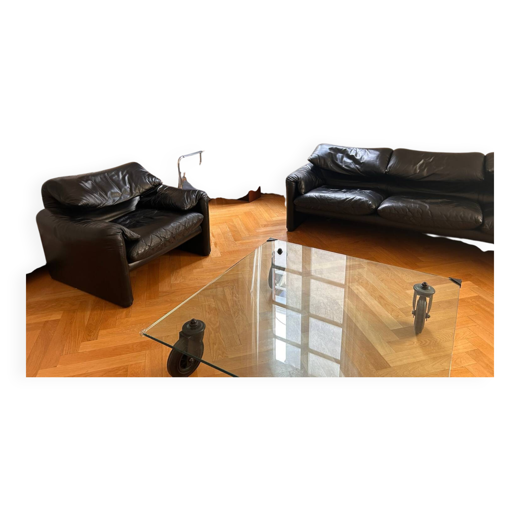 3-seater sofa + Maralunga armchair set by Vico Magistretti