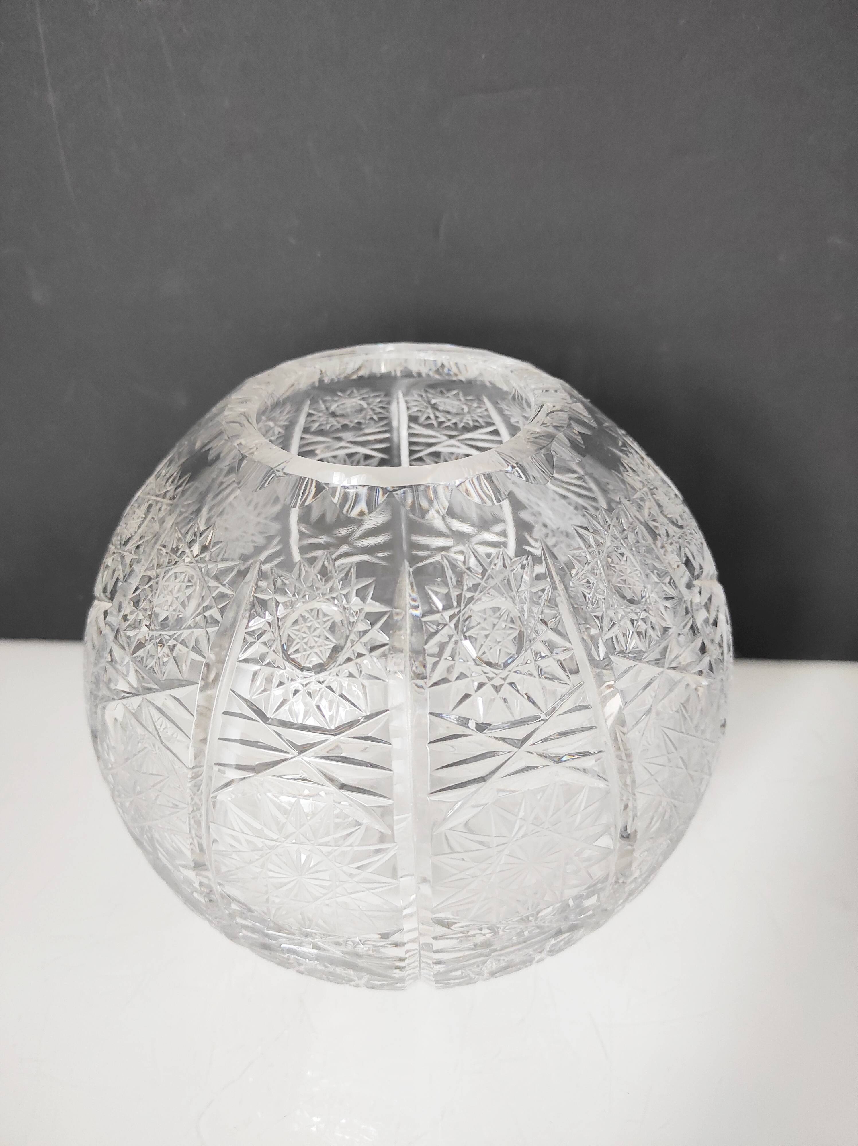 Cut crystal ball vase
