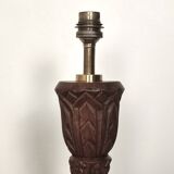Carved wooden lamp base