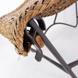 John Risley Style High-back Lounge Chair Solid Iron / Wicker Fran
