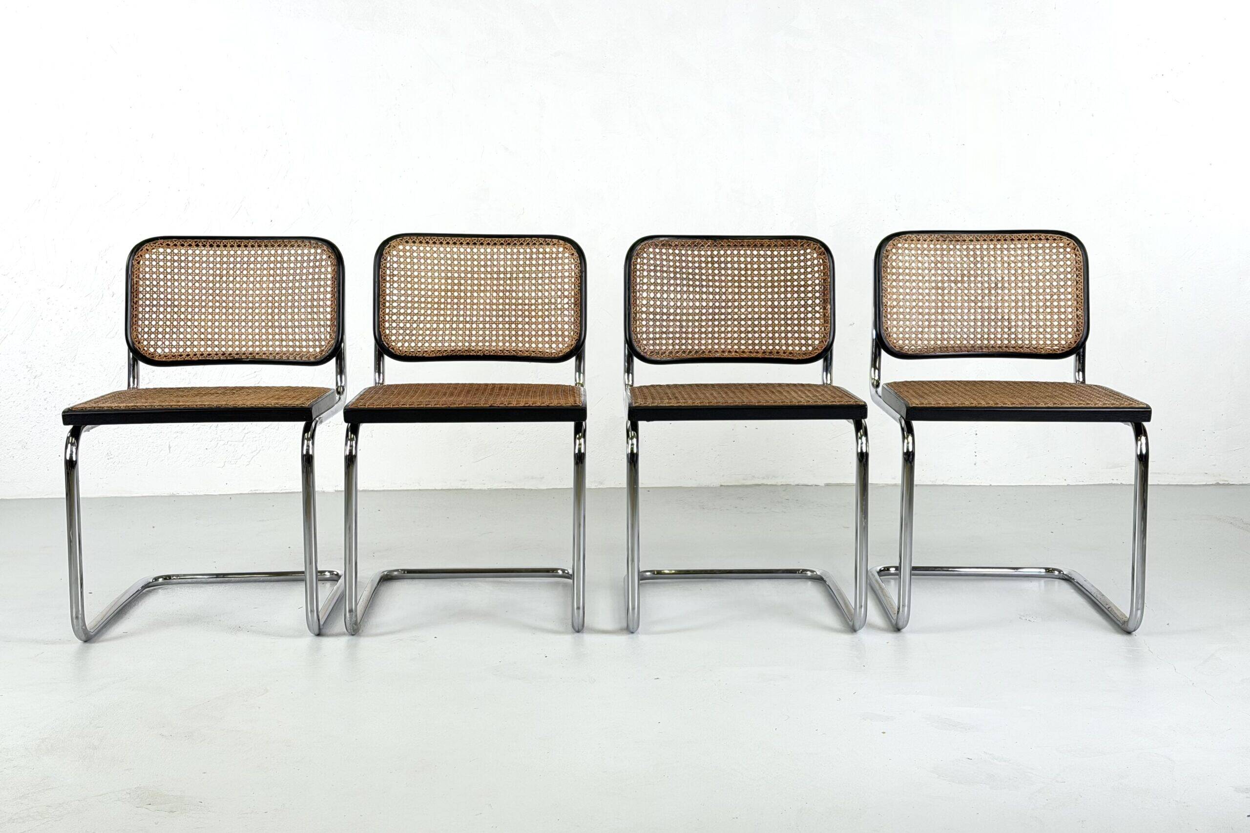 Set of 4 Cesca chairs by Marcel Breuer for Gavina – 1960s