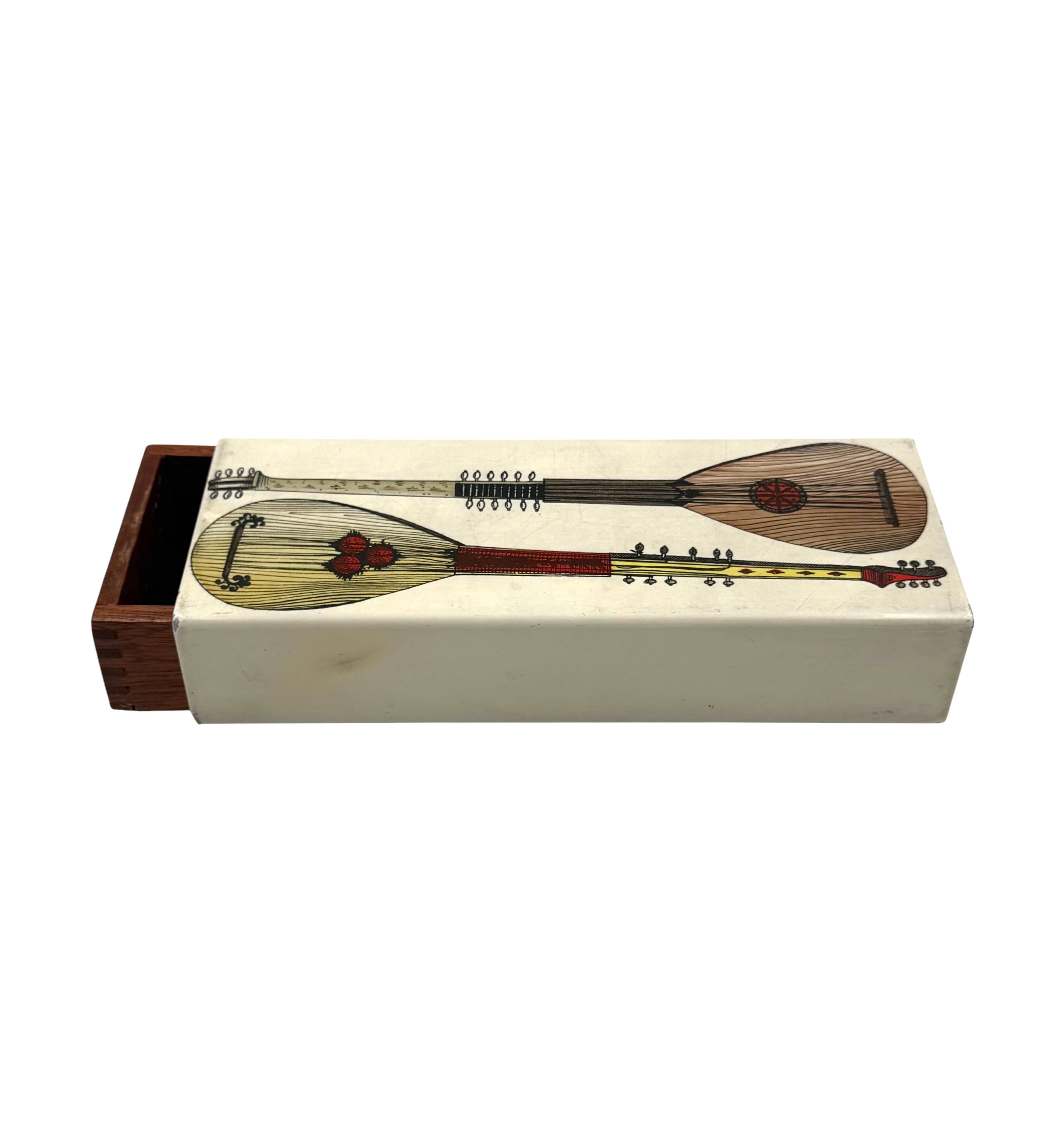 Piero Fornasetti, mandolins cigars Box, Milan Italy, ca. 1960s