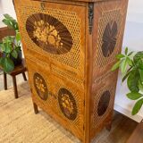 Wooden drop-leaf secretary in Louis XV style – Floral decoration