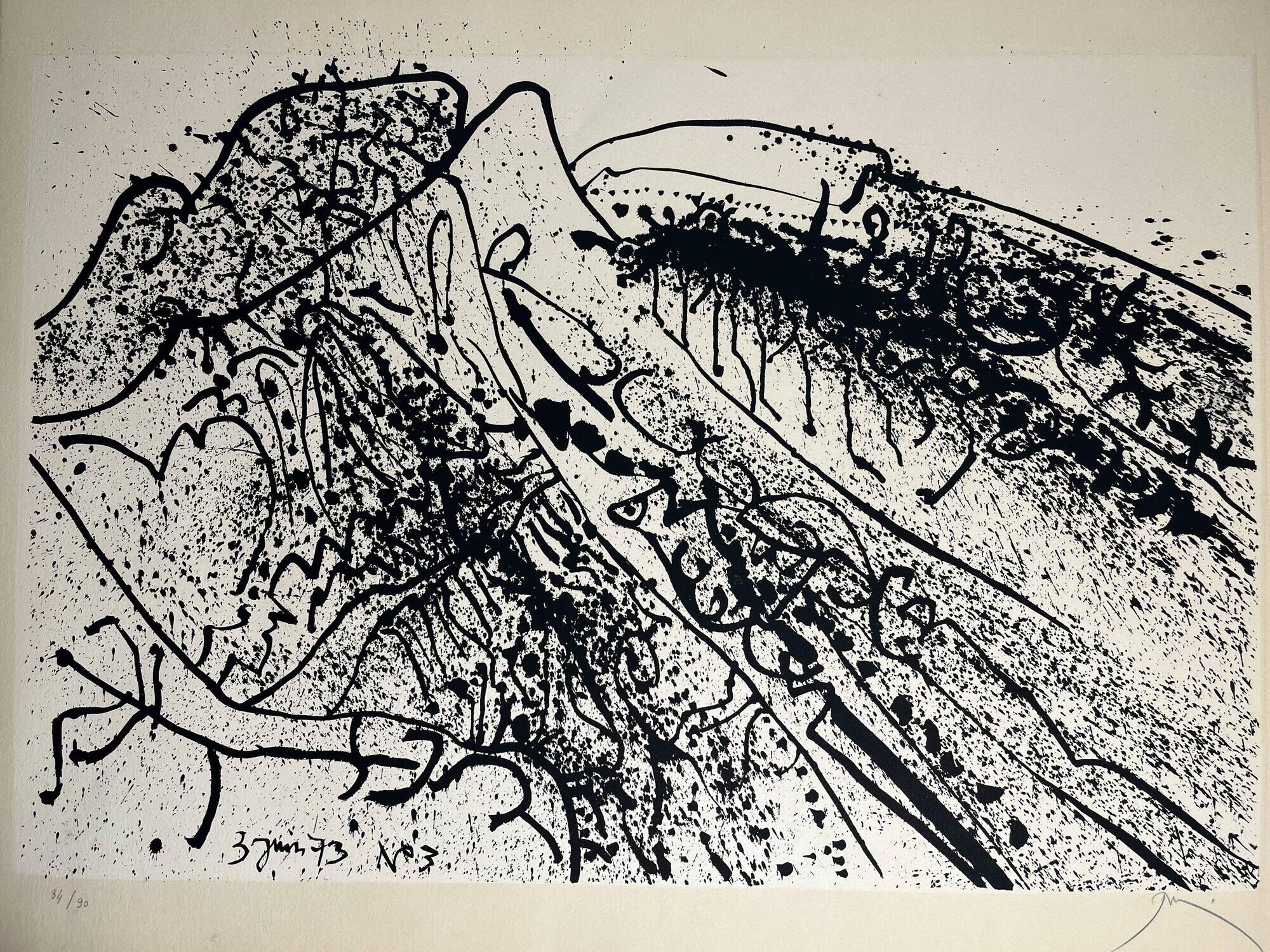 Mario Prassinos, Lithograph Alpilles series 3 dated 1973