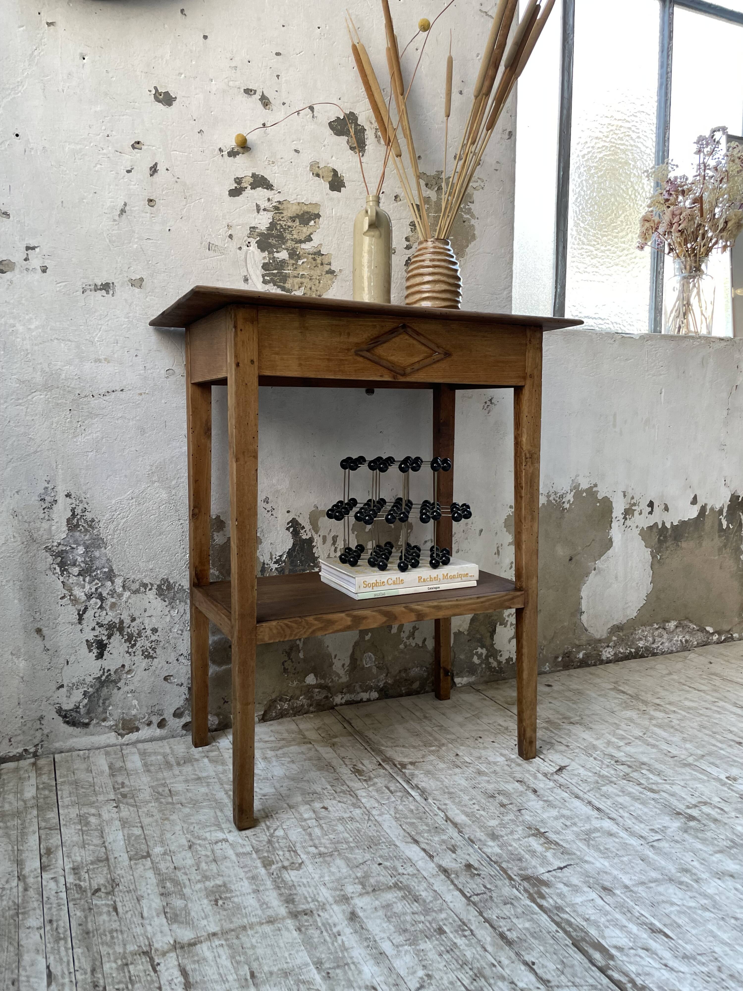 Oak spindle leg console table