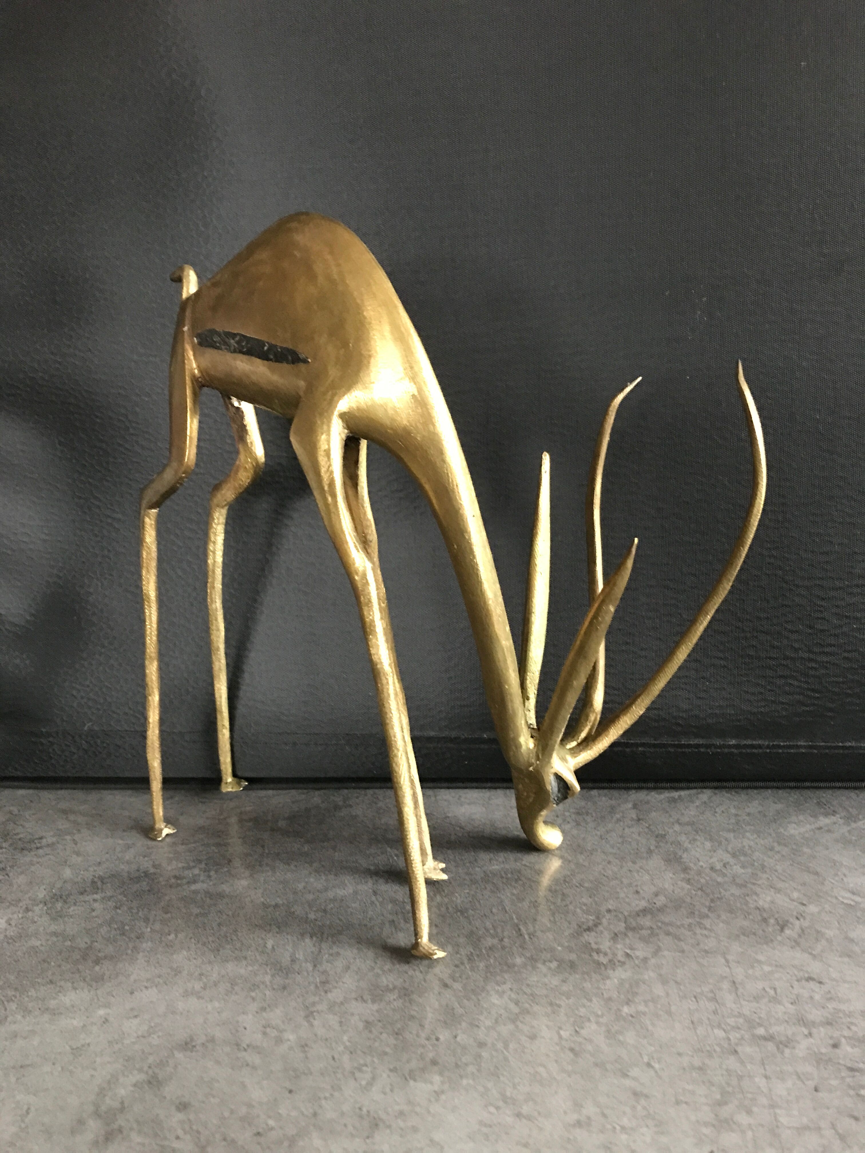 Gazelle ou antilope d’afrique, en laiton massif