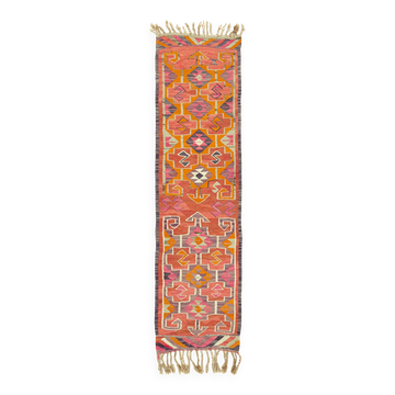 Turkish Handwoven Vintage Herki Kilim 95 cm x 316 cm