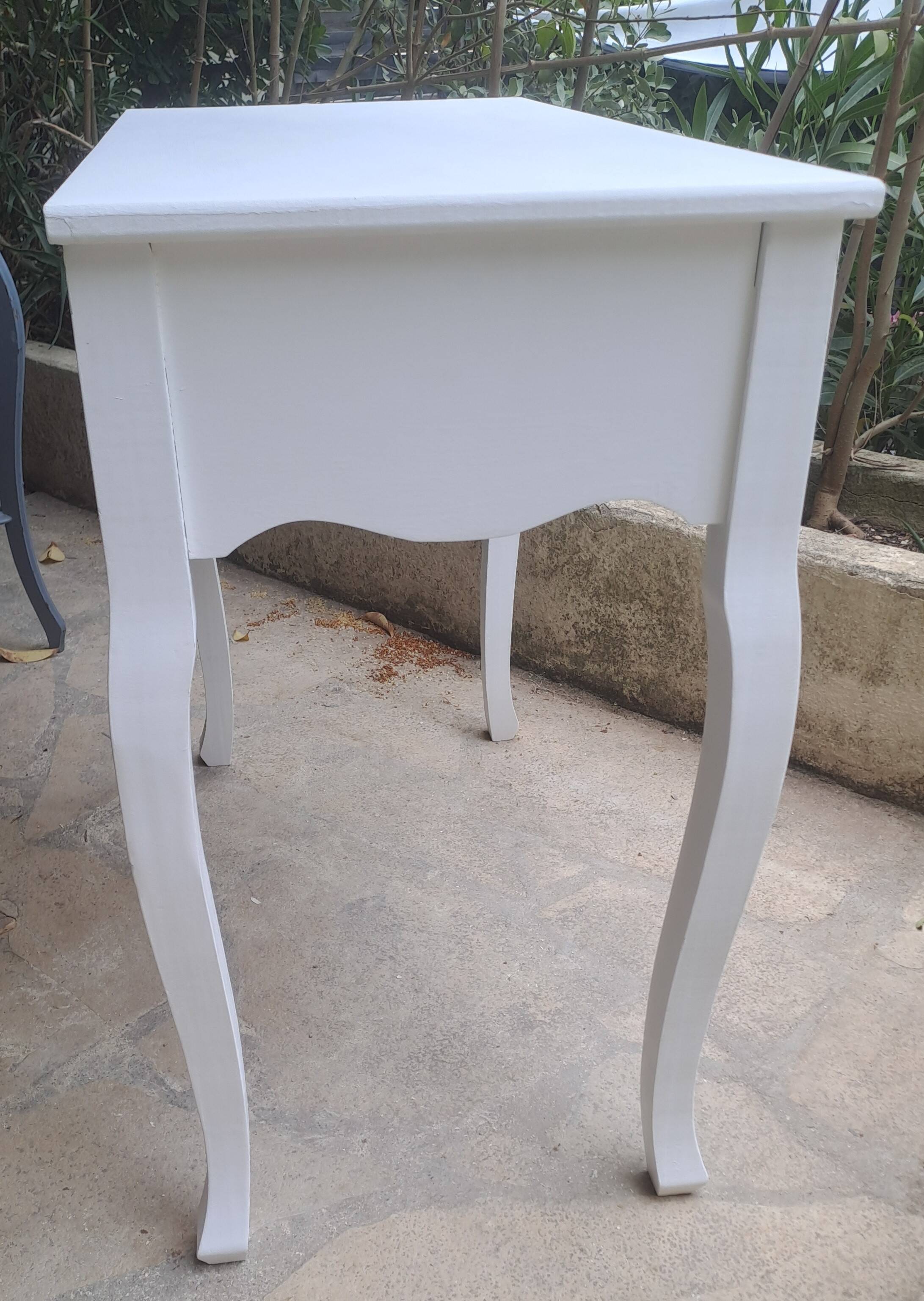 Dressing table console in white painted wood France 2000 / vintage retro classic bedroom decoration