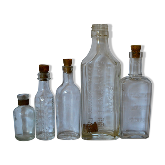Suite of five vials of apothecary