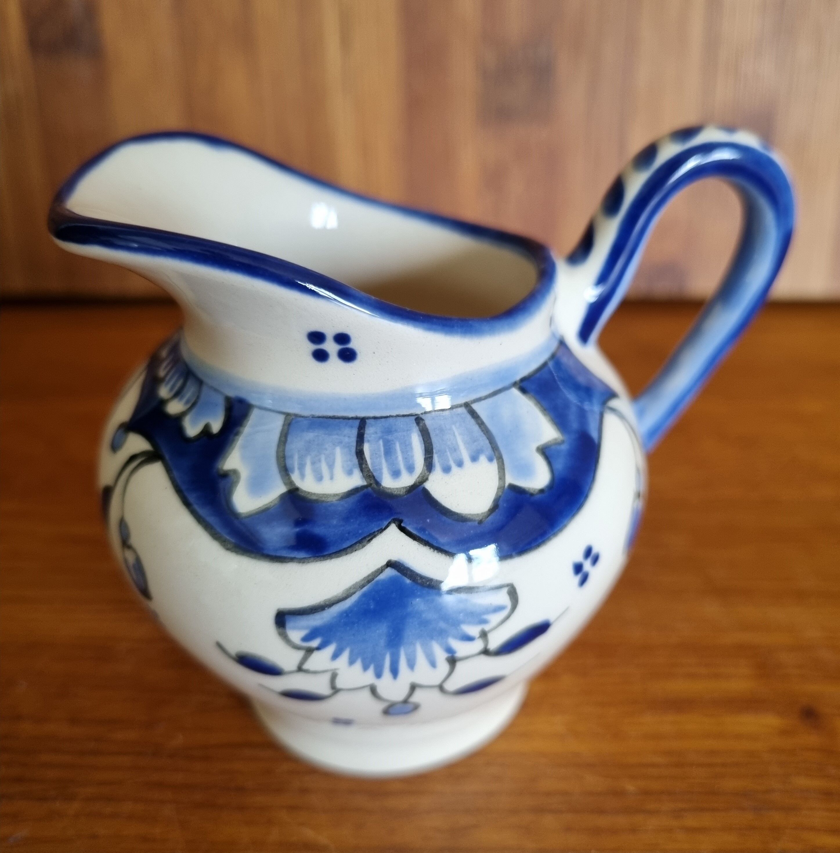 Milk jug Creamer faience décor Old Rouen