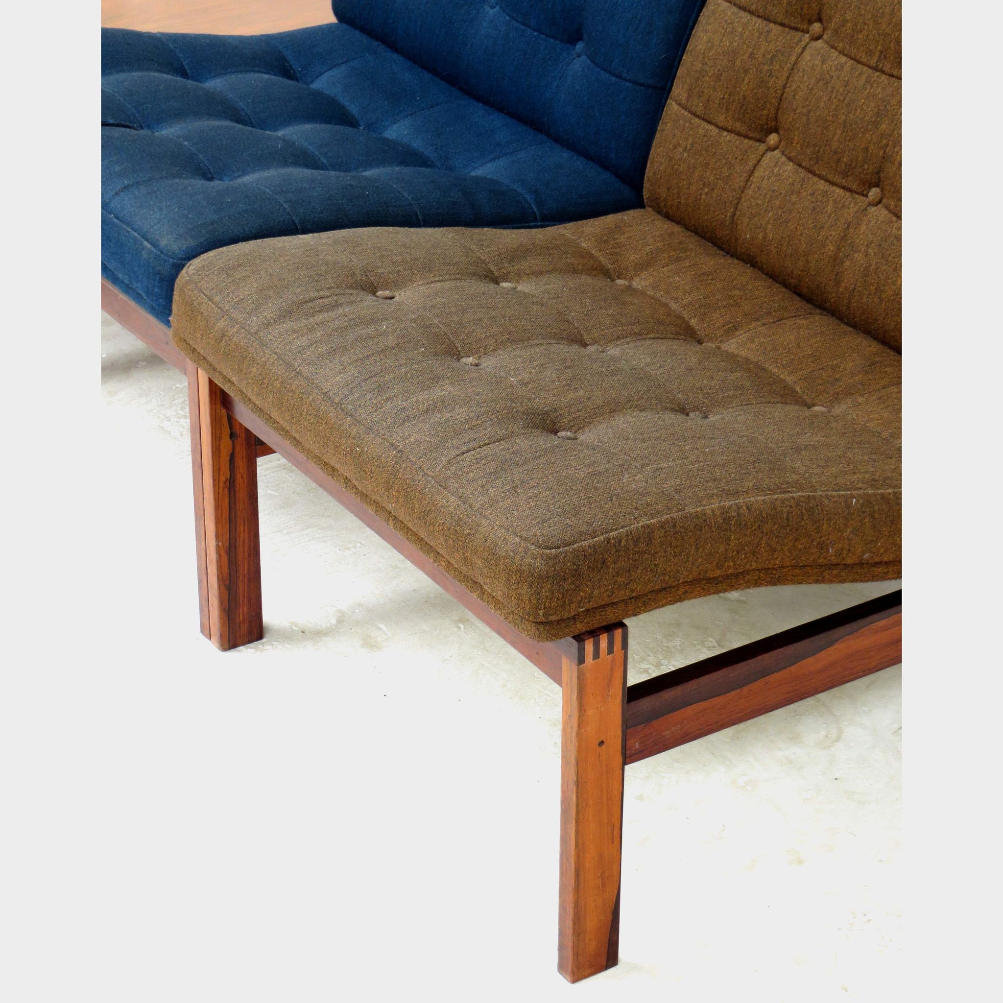 France and Son rosewood lounge chair element sofa set by Ole Gjerløv Knudsen & Torben Lind, 1960s