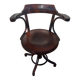 Swivel wooden armchair, pattern on seat