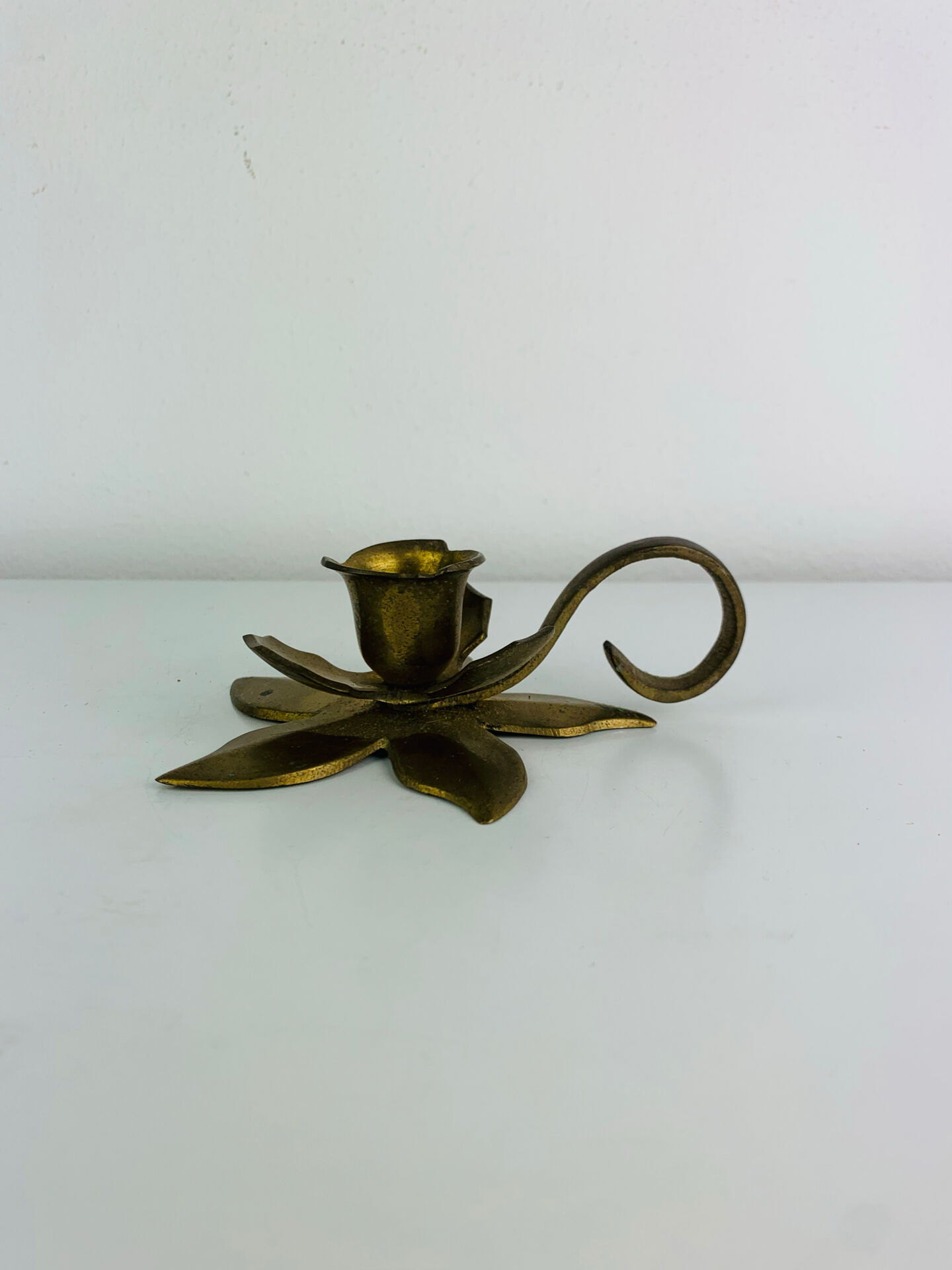 Vintage golden brass flower candlestick