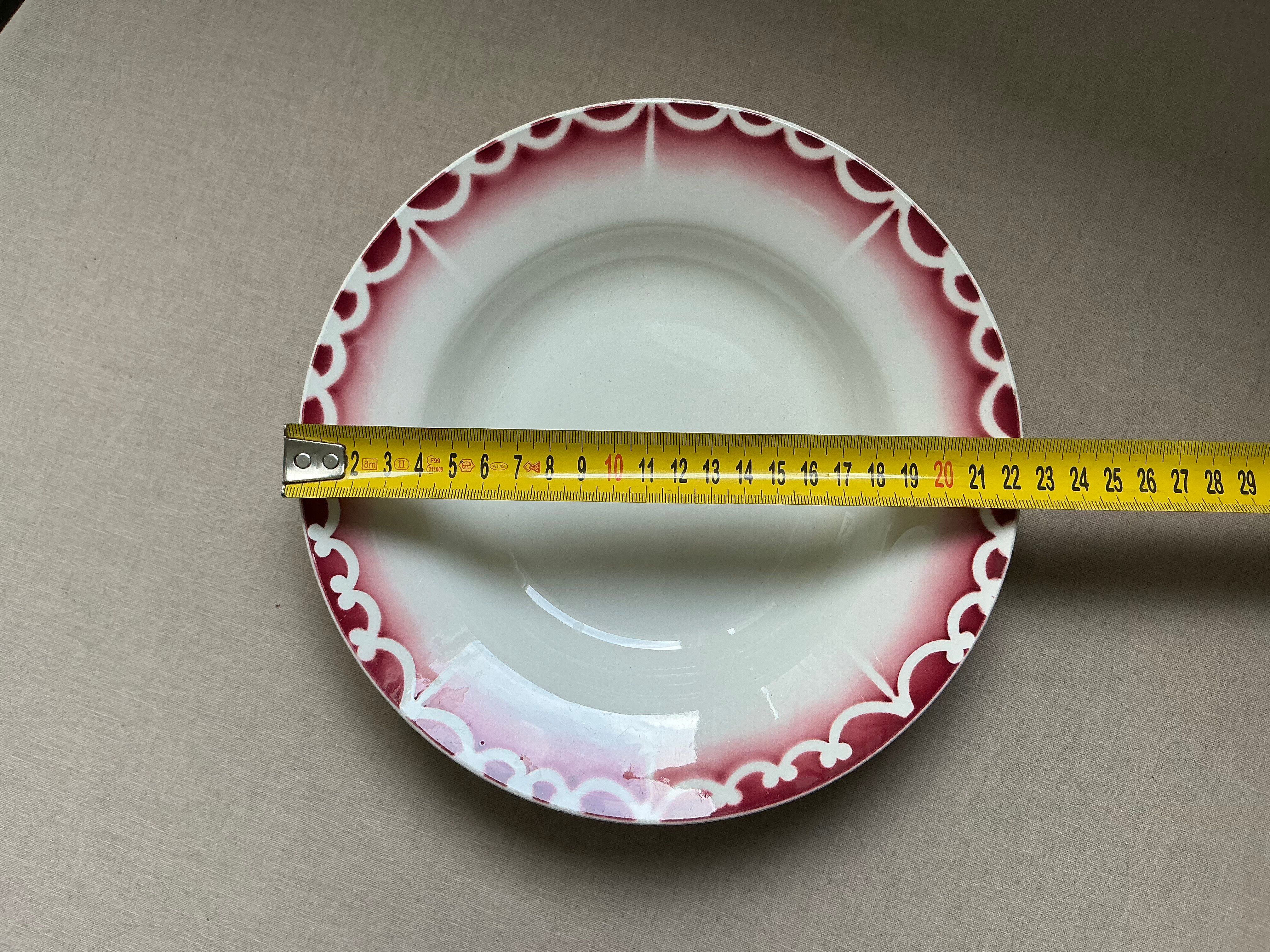 Antique hollow plate Digoin Sarreguemines Art Deco decoration in burgundy