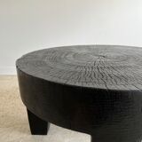 Coffee table en bois massif monoxyle noir