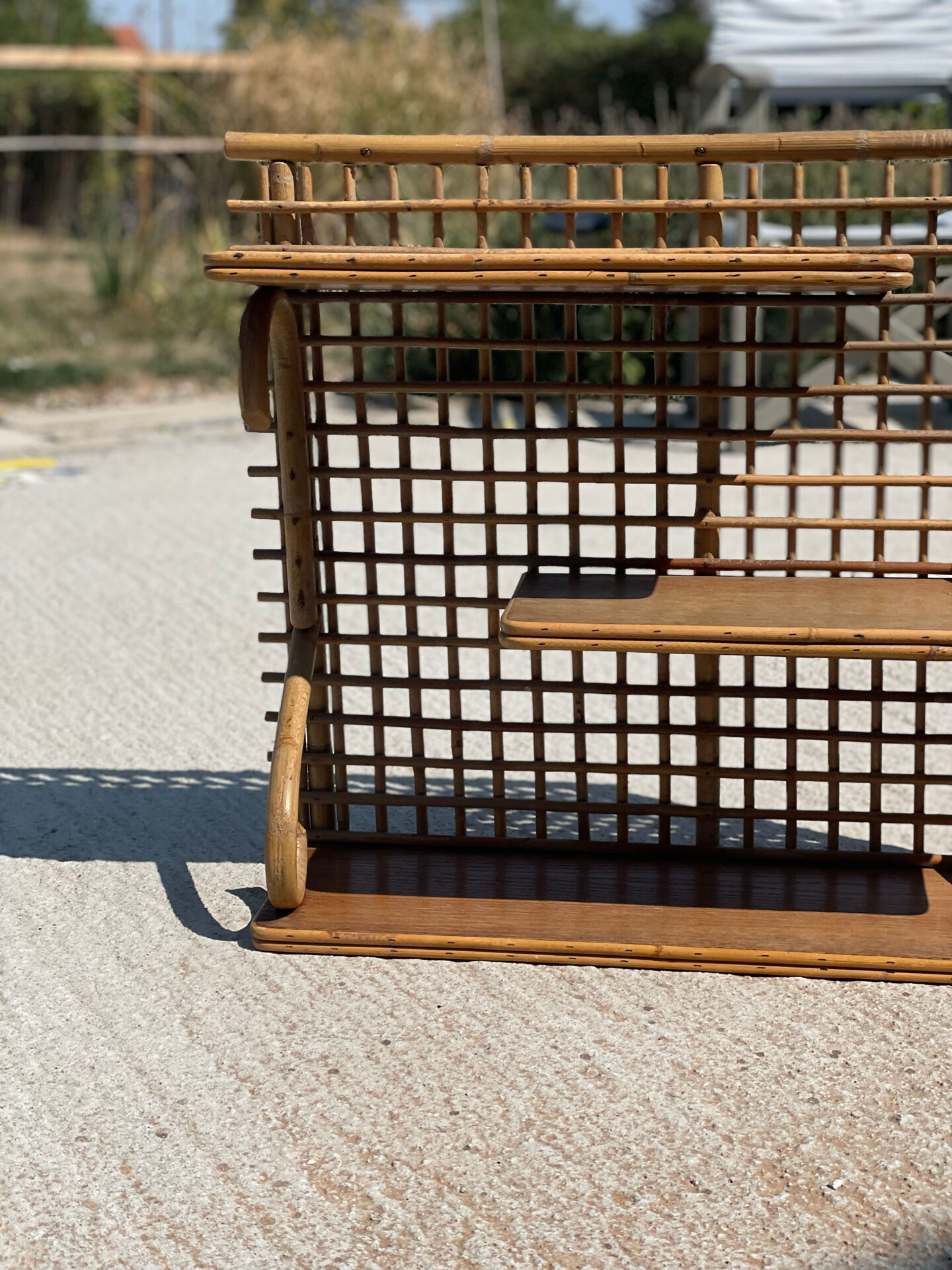 Vintage Rattan and Bamboo Wall Shelf – 1960s/70s