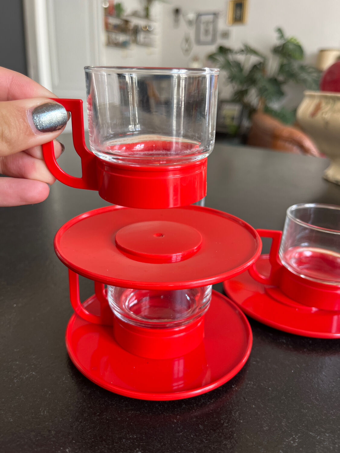 Set of 5 cups and under cups Moulinex