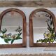 Set of 2 vintage mirrors in light brown wood Art Nouveau style