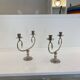 Silver Plated Pair Double Swan Candelabra Candleholders Sculptural 1970s