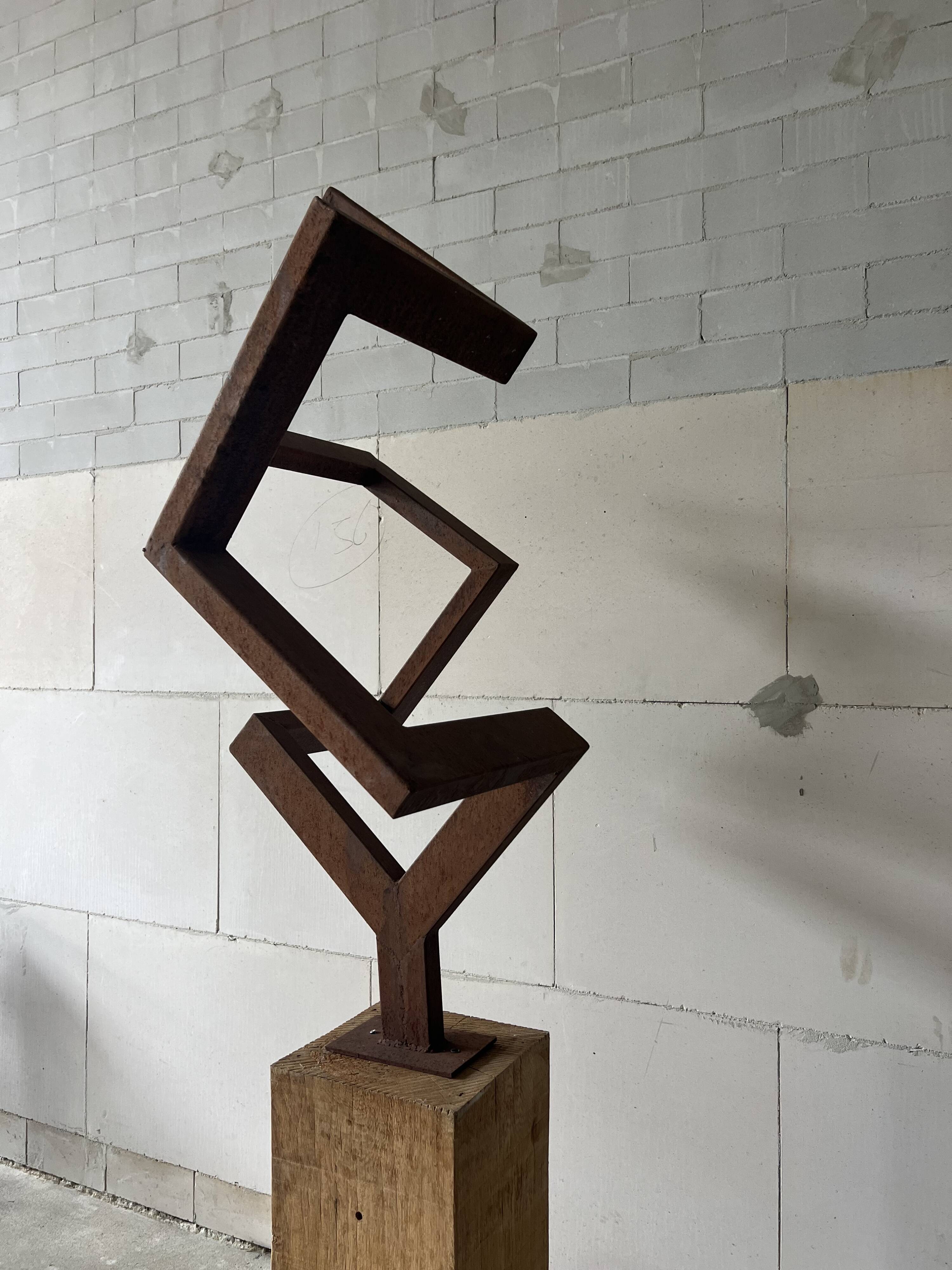 Sculpture “Balance”. a 1970s geometric abstraction in steel