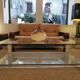 Italian travertine, perspex and glass coffee table, circa 1970