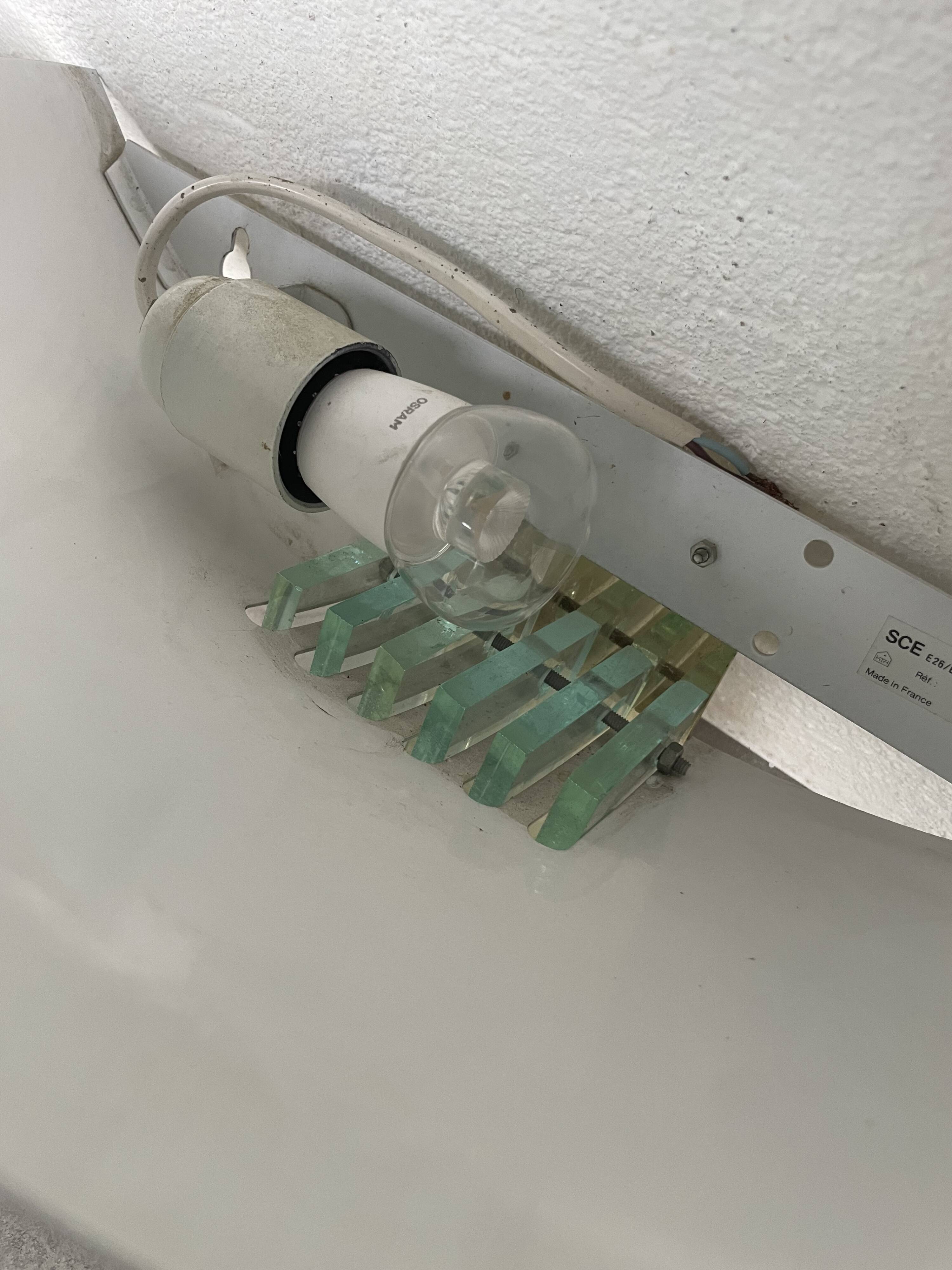 Pair of brass and art deco glass wall lights SCE