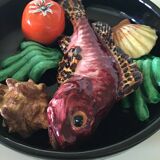 Fish trompe l'oeil dish in earthenware