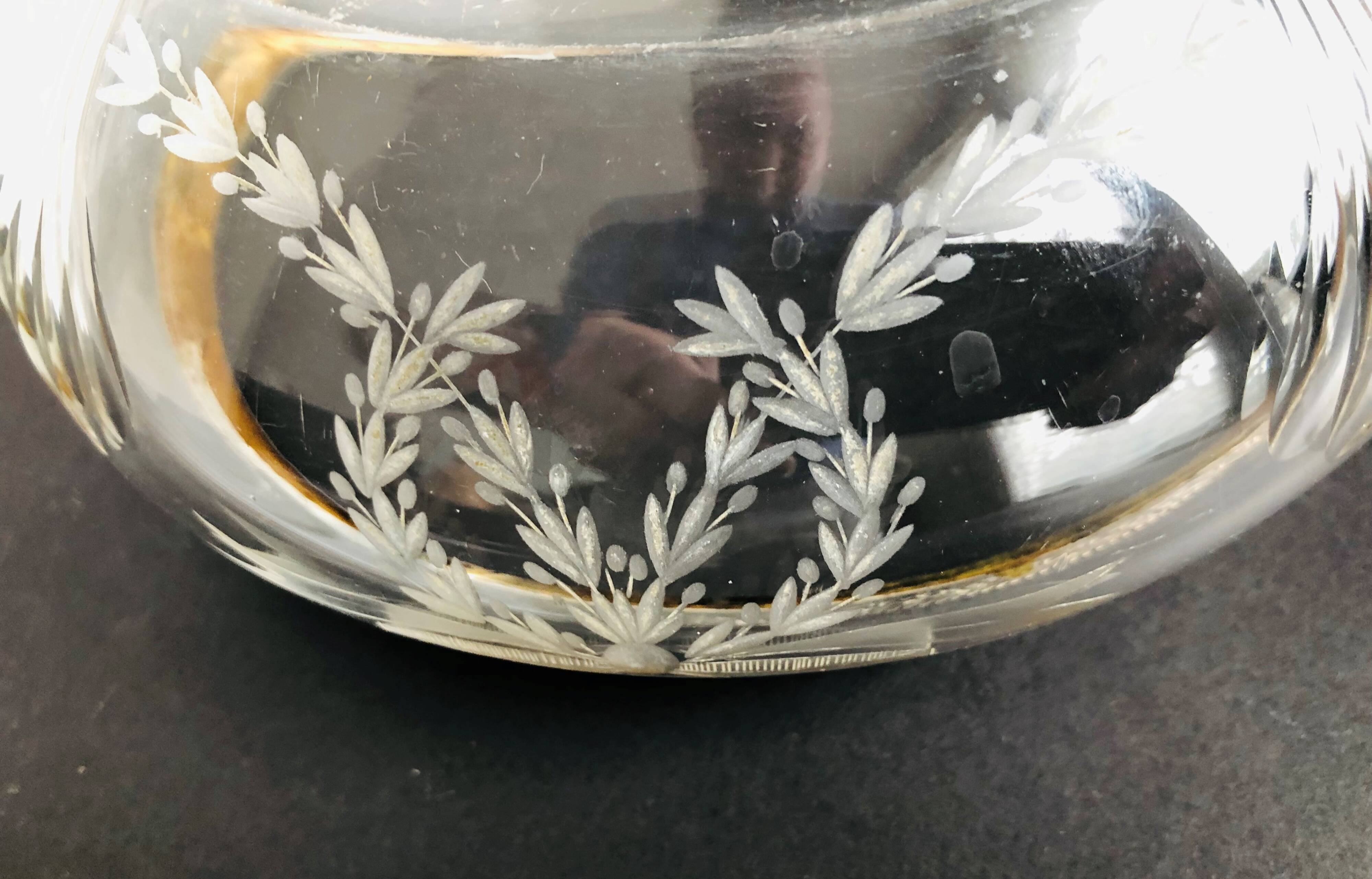 Empty cup engraved glass pockets